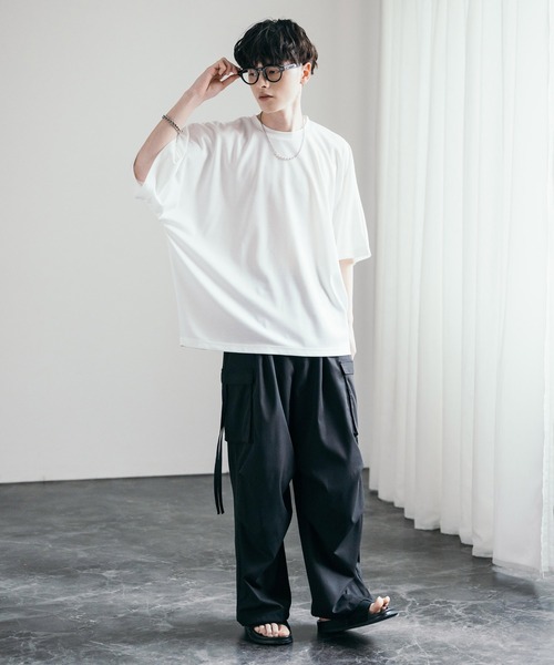 Rocky Monroe（ロッキーモンロー）の「オーバーサイズ接触冷感ポンチドルマンTシャツ（Tシャツ/カットソー・メンズ・ホワイト/ネイビー/チャコール/グレー/ブラック・XL/L/M）」の9枚目の写真