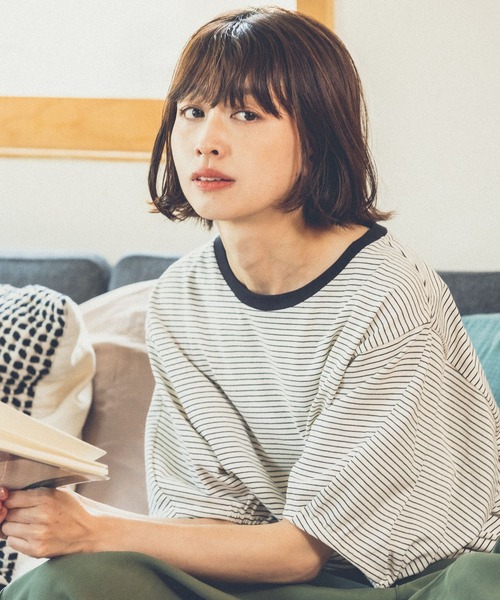 studio CLIP（スタディオクリップ）の「【イージーケア/接触冷感/部屋干し菌抑制】USAコットンパフスリーブTシャツ（Tシャツ/カットソー・レディース・その他1/オレンジ/ネイビー/オフホワイト/マスタード/その他2/ブラック・MEDIUM/LARGE）」の7枚目の写真