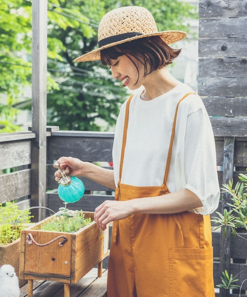 studio CLIP（スタディオクリップ）の「【イージーケア/接触冷感/部屋干し菌抑制】USAコットンパフスリーブTシャツ（Tシャツ/カットソー・レディース・その他1/オレンジ/ネイビー/オフホワイト/マスタード/その他2/ブラック・MEDIUM/LARGE）」の2枚目の写真