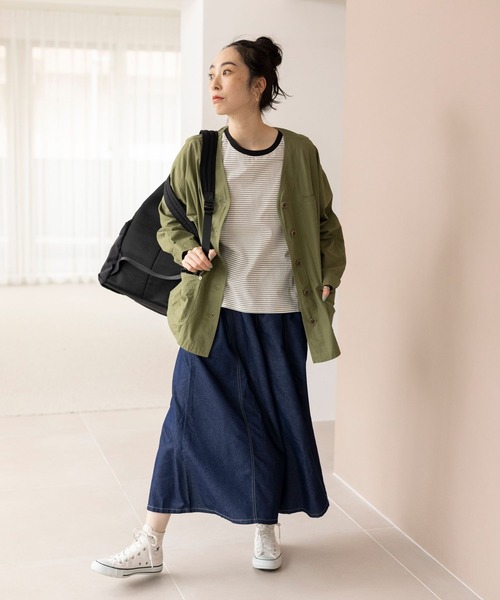 studio CLIP（スタディオクリップ）の「【イージーケア/接触冷感/部屋干し菌抑制】USAコットンパフスリーブTシャツ（Tシャツ/カットソー・レディース・その他1/オレンジ/ネイビー/オフホワイト/マスタード/その他2/ブラック・MEDIUM/LARGE）」の12枚目の写真