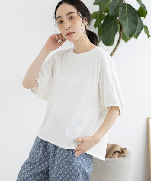 studio CLIP（スタディオクリップ）の「【イージーケア/接触冷感/部屋干し菌抑制】USAコットンパフスリーブTシャツ（Tシャツ/カットソー・レディース・その他1/オレンジ/ネイビー/オフホワイト/マスタード/その他2/ブラック・MEDIUM/LARGE）」の16枚目の写真