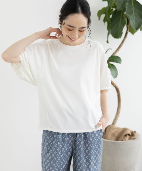 studio CLIP（スタディオクリップ）の「【イージーケア/接触冷感/部屋干し菌抑制】USAコットンパフスリーブTシャツ（Tシャツ/カットソー・レディース・その他1/オレンジ/ネイビー/オフホワイト/マスタード/その他2/ブラック・MEDIUM/LARGE）」の17枚目の写真