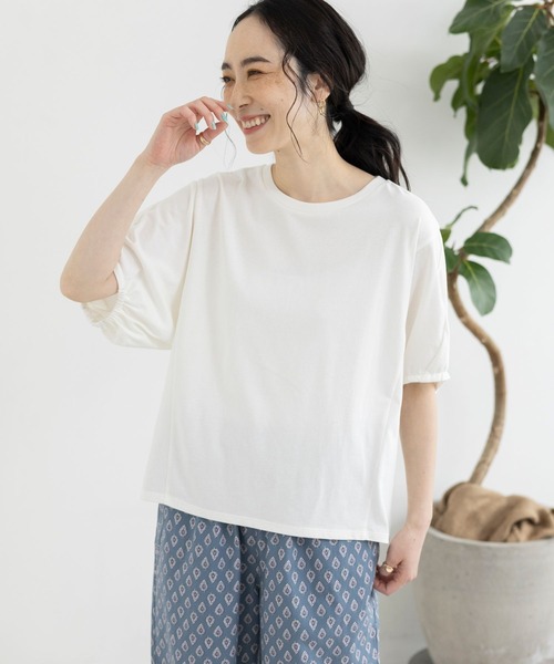 studio CLIP（スタディオクリップ）の「【イージーケア/接触冷感/部屋干し菌抑制】USAコットンパフスリーブTシャツ（Tシャツ/カットソー・レディース・その他1/オレンジ/ネイビー/オフホワイト/マスタード/その他2/ブラック・MEDIUM/LARGE）」の18枚目の写真