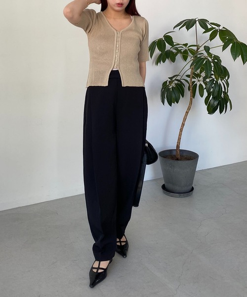 CAPRICIEUX LE'MAGE（カプリシューレマージュ）の「2WAY前立てボタンカーディガン（カーディガン/ボレロ・レディース・イエロー/ブラック/ホワイト/ベージュ・FREE）」の14枚目の写真