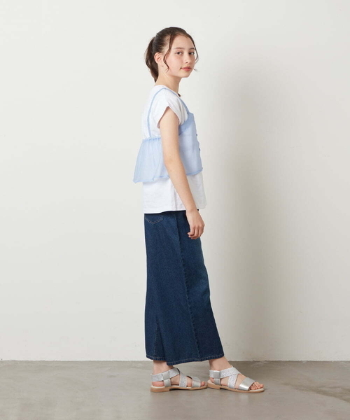 a.v.v（アーヴェヴェ）の「[100-130]ライトデニムワイドパンツ（デニムパンツ・キッズ・ブルー/ダークインディゴブルー/クリアブルー・110/100/130/120）」の11枚目の写真