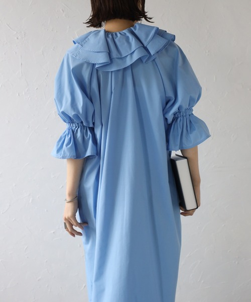 セール】ラッフルカラーシャツワンピース（ワンピース）｜Bonjour