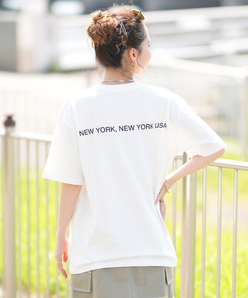 Manhattan Portage（マンハッタンポーテージ）の「Manhattan Portage/マンハッタンポーテージ オーバーサイズTシャツ LOGO MP-M375（Tシャツ/カットソー・レディース・ホワイト/ブラック/ライム・M/L/XL）」の7枚目の写真