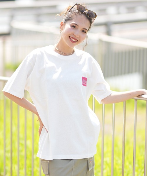 Manhattan Portage（マンハッタンポーテージ）の「Manhattan Portage/マンハッタンポーテージ オーバーサイズTシャツ LOGO MP-M375（Tシャツ/カットソー・レディース・ホワイト/ブラック/ライム・M/L/XL）」の6枚目の写真