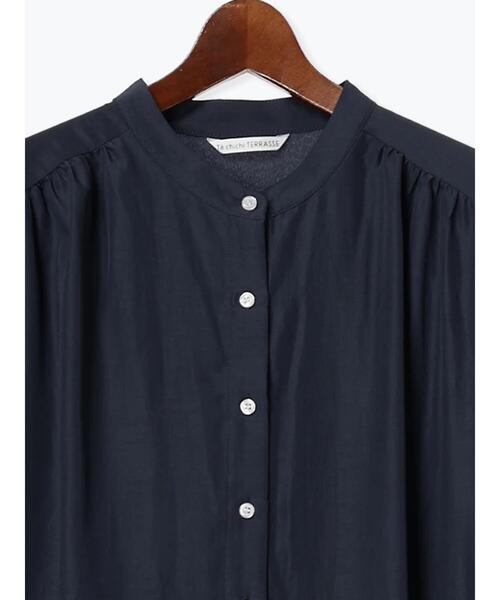 Te chichi TERRASSE（テチチテラス）の「バンドカラーウエストリボンワンピース（ワンピース・レディース・オレンジ/ネイビー/ベージュ・F）」の9枚目の写真