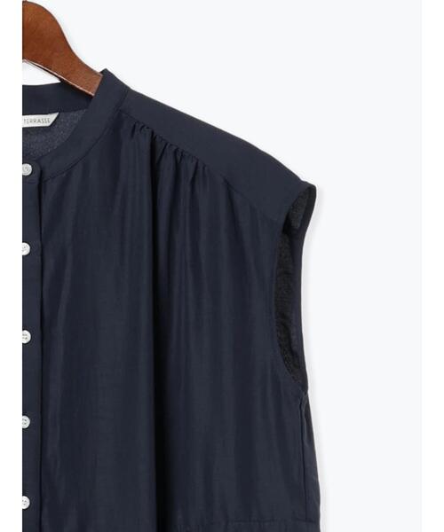 Te chichi TERRASSE（テチチテラス）の「バンドカラーウエストリボンワンピース（ワンピース・レディース・オレンジ/ネイビー/ベージュ・F）」の8枚目の写真