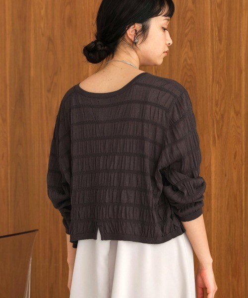 Bab（バブ）の「シャーリング前後２WAYトップス（Tシャツ/カットソー・レディース・チャコールグレー/アイボリー/ライトグリーン/イエロー・FREE）」の15枚目の写真