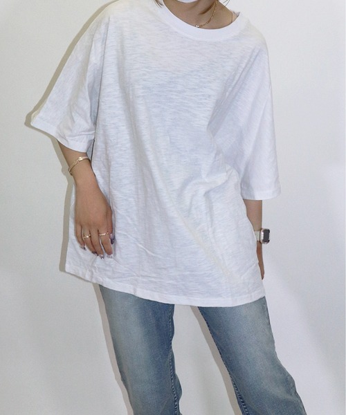 UNDERWRAPS(アンダーラップス)の「スラブドルマンT(M3)(Tシャツ/カットソー・レディース・ベージュ/ホワイト/ライトグリーン/ブラック/アイボリー/ライトピンク・M/L)」の2枚目の写真