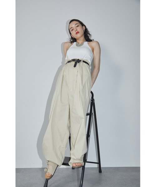 HANNE（アン）の「ワイドレッグ2wayサロペット（サロペット/オーバーオール・レディース・ブラック/ベージュ・FREE）」の7枚目の写真