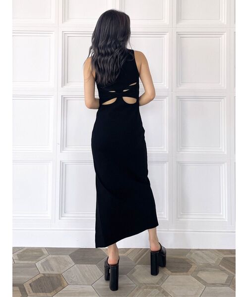 GYDA（ジェイダ）の「カットアウトテレコスリットロングワンピース（ワンピース・レディース・ライトグレー/ブラック/ベージュ・FREE）」の8枚目の写真