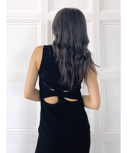 GYDA（ジェイダ）の「カットアウトテレコスリットロングワンピース（ワンピース・レディース・ライトグレー/ブラック/ベージュ・FREE）」の9枚目の写真