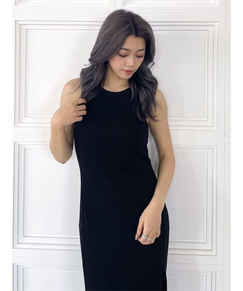 GYDA（ジェイダ）の「カットアウトテレコスリットロングワンピース（ワンピース・レディース・ライトグレー/ブラック/ベージュ・FREE）」の10枚目の写真