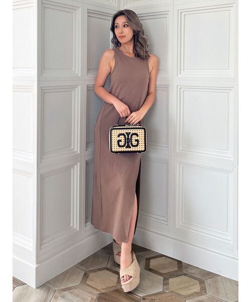 GYDA（ジェイダ）の「カットアウトテレコスリットロングワンピース（ワンピース・レディース・ライトグレー/ブラック/ベージュ・FREE）」の20枚目の写真