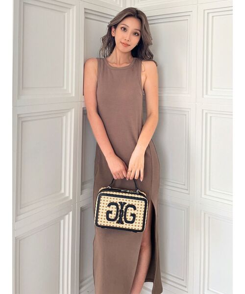 GYDA（ジェイダ）の「カットアウトテレコスリットロングワンピース（ワンピース・レディース・ライトグレー/ブラック/ベージュ・FREE）」の22枚目の写真