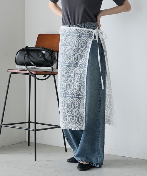 【ラテン】新品　シフォンオーガンジーアシンメトリー中丈　スカート　ｒ24 フラワーテープ刺繍オーガンジースカート(ミモレ丈スカート