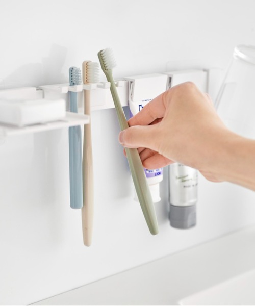 tower フィルムフック歯ブラシ&歯磨き用品収納セット（バス/トイレ