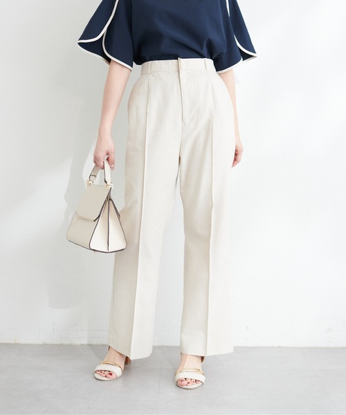 natural couture（ナチュラルクチュール）の「osono綿麻ハイウエストパンツ（その他パンツ・レディース・ネイビー/ライトベージュ/グレー・SMALL/MEDIUM/LARGE）」の3枚目の写真