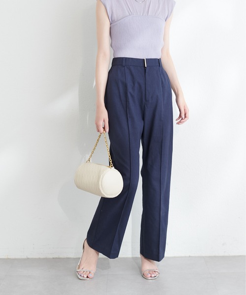 natural couture（ナチュラルクチュール）の「osono綿麻ハイウエストパンツ（その他パンツ・レディース・ネイビー/ライトベージュ/グレー・SMALL/MEDIUM/LARGE）」の14枚目の写真