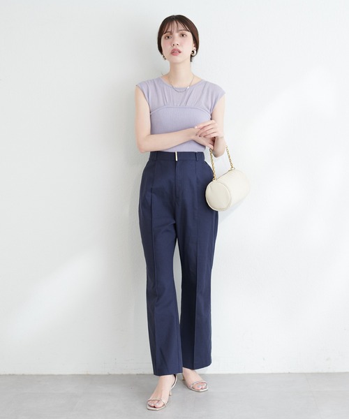 natural couture（ナチュラルクチュール）の「osono綿麻ハイウエストパンツ（その他パンツ・レディース・ネイビー/ライトベージュ/グレー・SMALL/MEDIUM/LARGE）」の15枚目の写真