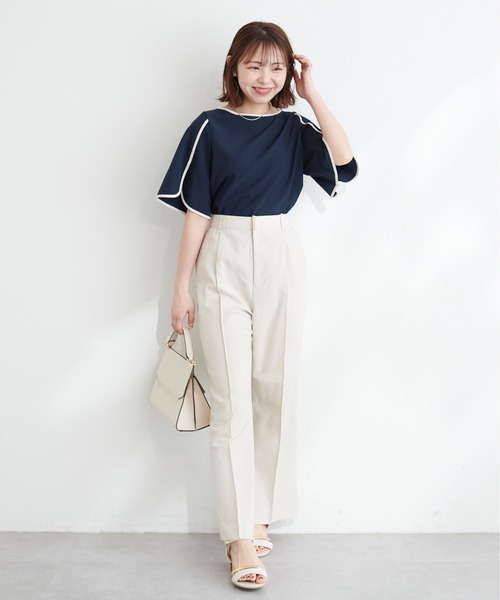 natural couture（ナチュラルクチュール）の「osono綿麻ハイウエストパンツ（その他パンツ・レディース・ネイビー/ライトベージュ/グレー・SMALL/MEDIUM/LARGE）」の22枚目の写真