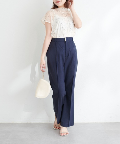 natural couture（ナチュラルクチュール）の「osono綿麻ハイウエストパンツ（その他パンツ・レディース・ネイビー/ライトベージュ/グレー・SMALL/MEDIUM/LARGE）」の19枚目の写真