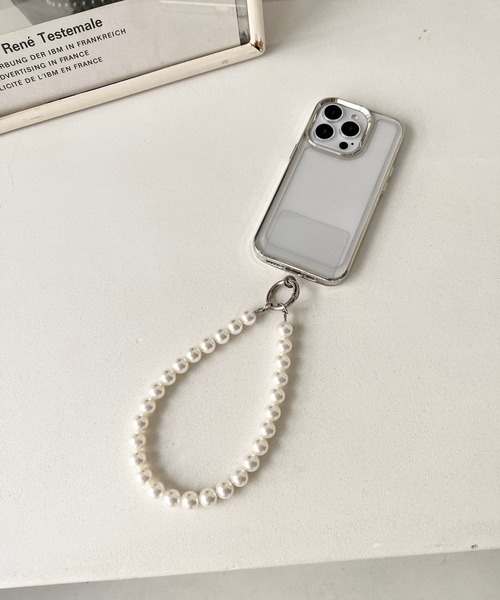 Me%(ミィパーセント)の「リボンチャーム付きボールモバイルストラップ 126830(スマホグッズ・レディース・シルバー/アイボリー・FREE)」の3枚目の写真