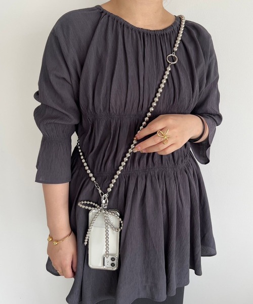 Me%(ミィパーセント)の「リボンチャーム付きボールモバイルストラップ 126830(スマホグッズ・レディース・シルバー/アイボリー・FREE)」の15枚目の写真