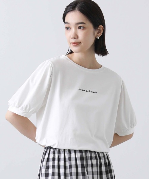Gready Brilliant(グレディブリリアン)の「フロッキーロゴパフカットソー(Tシャツ/カットソー・レディース・オフホワイト/ブラック・38)」の1枚目の写真