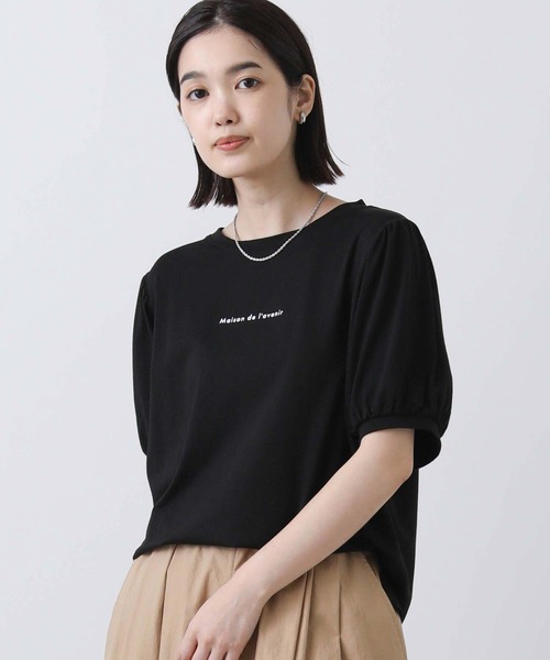 Gready Brilliant(グレディブリリアン)の「フロッキーロゴパフカットソー(Tシャツ/カットソー・レディース・オフホワイト/ブラック・38)」の2枚目の写真