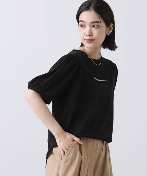 Gready Brilliant(グレディブリリアン)の「フロッキーロゴパフカットソー(Tシャツ/カットソー・レディース・オフホワイト/ブラック・38)」の4枚目の写真