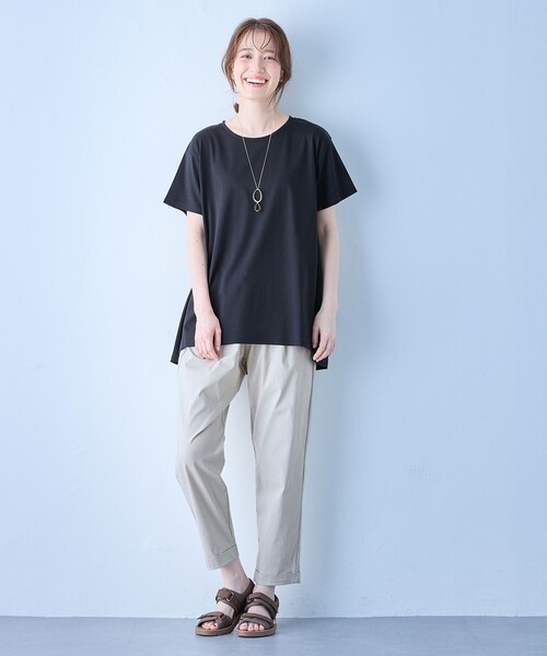 ANY(エニィ)の「【汗ジミ防止加工】シルケットスムースバックギャザーチュニック(Tシャツ/カットソー・レディース・ライトグレー系/ピンク系/ブラック系/ホワイト系/グレー系・2/3)」の13枚目の写真