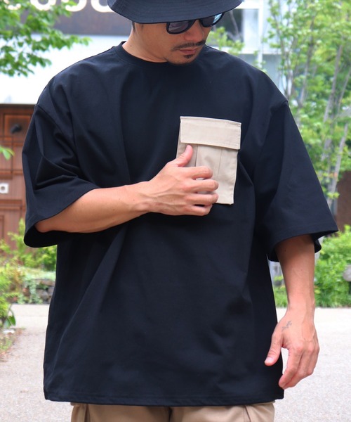 BAYBLO(ベイブロ)の「(BE)布帛 ポケット ドローコード Tシャツ(Tシャツ/カットソー・メンズ・ホワイト系/ホワイト/ブラック・MEDIUM/LARGE)」の20枚目の写真