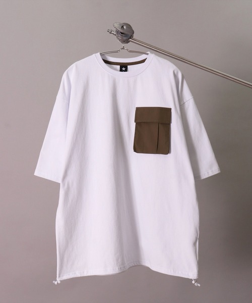 BAYBLO(ベイブロ)の「(BE)布帛 ポケット ドローコード Tシャツ(Tシャツ/カットソー・メンズ・ホワイト系/ホワイト/ブラック・MEDIUM/LARGE)」の16枚目の写真