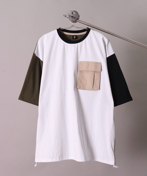 BAYBLO(ベイブロ)の「(BE)布帛 ポケット ドローコード Tシャツ(Tシャツ/カットソー・メンズ・ホワイト系/ホワイト/ブラック・MEDIUM/LARGE)」の15枚目の写真