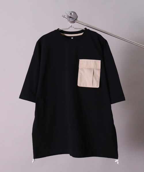 BAYBLO(ベイブロ)の「(BE)布帛 ポケット ドローコード Tシャツ(Tシャツ/カットソー・メンズ・ホワイト系/ホワイト/ブラック・MEDIUM/LARGE)」の13枚目の写真