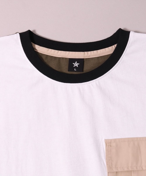 BAYBLO(ベイブロ)の「(BE)布帛 ポケット ドローコード Tシャツ(Tシャツ/カットソー・メンズ・ホワイト系/ホワイト/ブラック・MEDIUM/LARGE)」の12枚目の写真