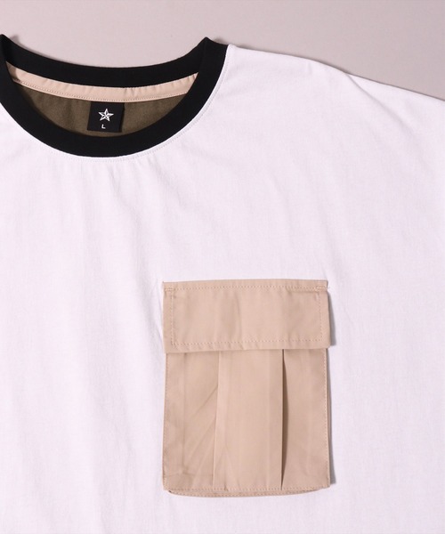 BAYBLO(ベイブロ)の「(BE)布帛 ポケット ドローコード Tシャツ(Tシャツ/カットソー・メンズ・ホワイト系/ホワイト/ブラック・MEDIUM/LARGE)」の11枚目の写真