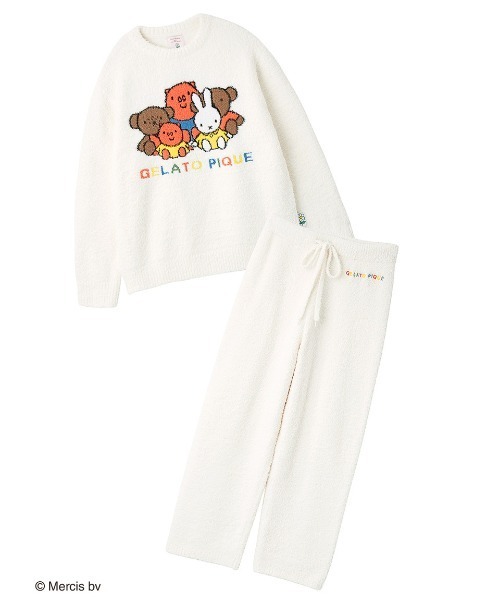gelato pique（ジェラートピケ）の「【ONLINE限定】【Dick Bruna】【UNISEX】ベビモコワンポイントジャガードプルオーバー&ロングパンツセット（ルームウェア/パジャマ・レディース・クリーム・S-M/M-L）」の4枚目の写真