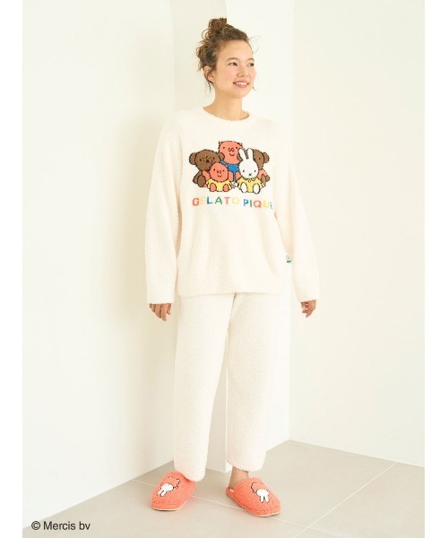 gelato pique（ジェラートピケ）の「【ONLINE限定】【Dick Bruna】【UNISEX】ベビモコワンポイントジャガードプルオーバー&ロングパンツセット（ルームウェア/パジャマ・レディース・クリーム・S-M/M-L）」の7枚目の写真