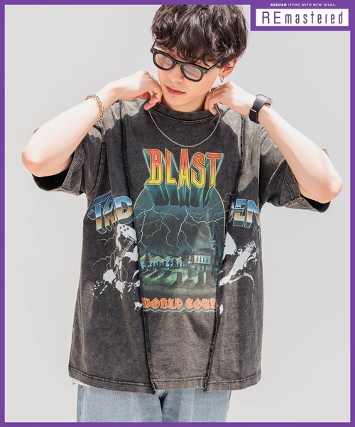 RAGEBLUE（レイジブルー）の「【REmastered】リメイクライク/プリント切り替えオーバーサイズTシャツ（Tシャツ/カットソー・メンズ・ホワイト/グレー・FREE）」の2枚目の写真