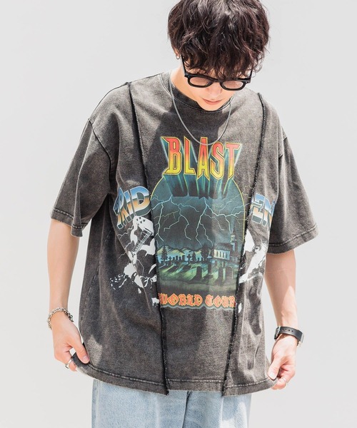 RAGEBLUE（レイジブルー）の「【REmastered】リメイクライク/プリント切り替えオーバーサイズTシャツ（Tシャツ/カットソー・メンズ・ホワイト/グレー・FREE）」の15枚目の写真