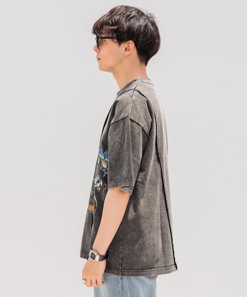 RAGEBLUE（レイジブルー）の「【REmastered】リメイクライク/プリント切り替えオーバーサイズTシャツ（Tシャツ/カットソー・メンズ・ホワイト/グレー・FREE）」の8枚目の写真