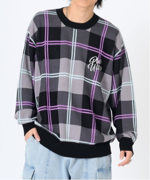 RE730（アールイーセブンサーティー）の「【RE730】総柄ニットセーター（Tシャツ/カットソー・メンズ・ブラック系1/ブラック系3/ベージュ系2/ブラック系2/ベージュ系1・MEDIUM/LARGE）」の3枚目の写真