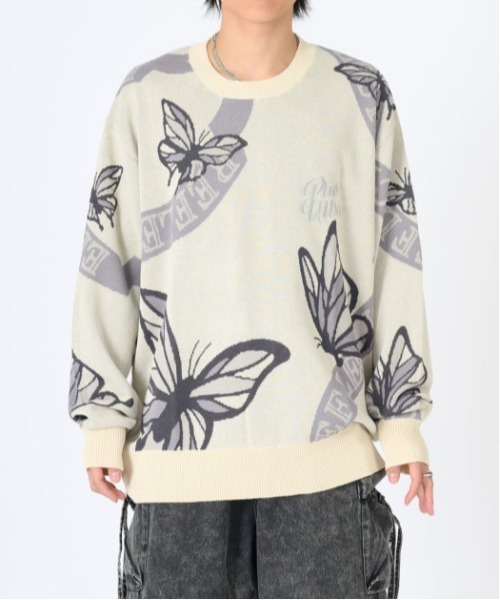 RE730（アールイーセブンサーティー）の「【RE730】総柄ニットセーター（Tシャツ/カットソー・メンズ・ブラック系1/ブラック系3/ベージュ系2/ブラック系2/ベージュ系1・MEDIUM/LARGE）」の5枚目の写真