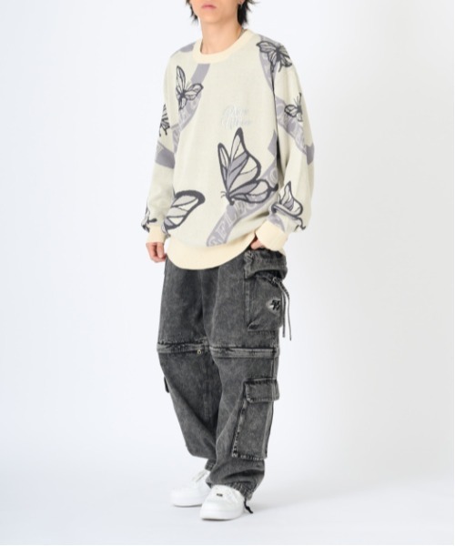 RE730（アールイーセブンサーティー）の「【RE730】総柄ニットセーター（Tシャツ/カットソー・メンズ・ブラック系1/ブラック系3/ベージュ系2/ブラック系2/ベージュ系1・MEDIUM/LARGE）」の10枚目の写真