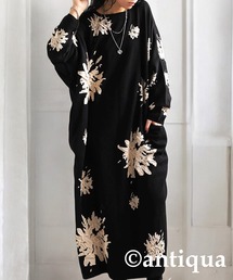 花柄 ドルマン ニットワンピース